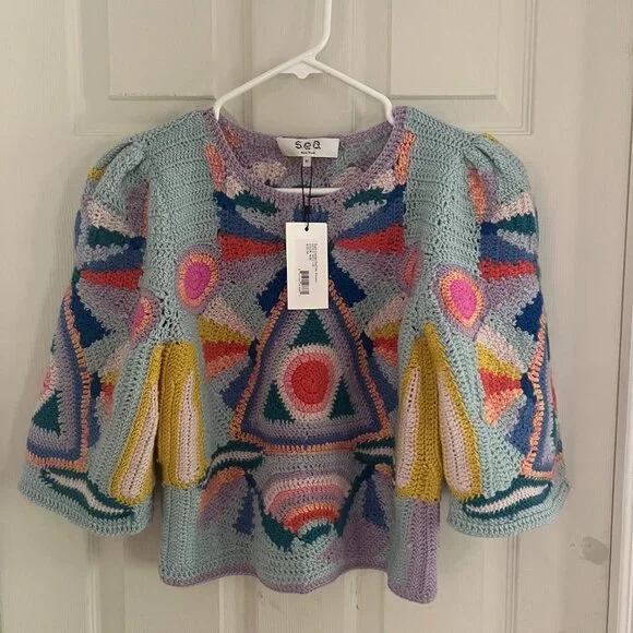 Sea - Karli Crochet Puff Sleeve Sweater - Never Worn - Size: Medium - Picture 3 of 7